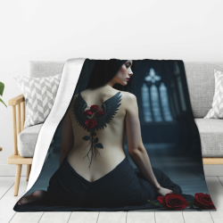 Manta de franela de 280g con estampado de un solo lado y diseño femenino misterioso