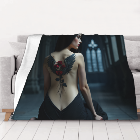 Manta de franela horizontal de 280g con estampado único de espalda femenina