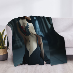 Manta de franela horizontal de 280g con estampado único de espalda femenina