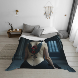 Manta de franela horizontal de 280g con estampado único de espalda femenina