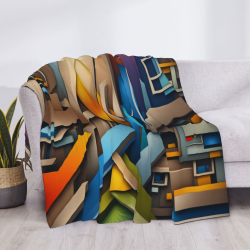280g Horizontal Geometric Art Print Flannel Blanket