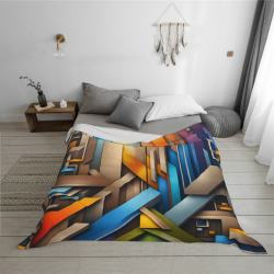 Couverture en flanelle horizontale 280g avec impression artistique géométrique