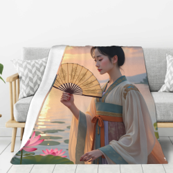 Coperta in flanella 280g con stampa unilaterale motivo bellezza antica