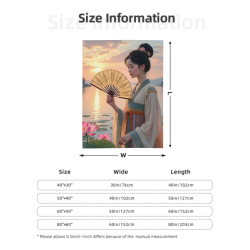 280g 古代美人柄片面プリントフランネルブランケット