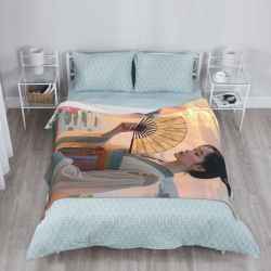 280g Ancient - style Beauty Pattern Single - sided Printed Flannel Blanket