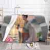 280g Single - sided Printed Flannel Blanket with Ancient - style Beauty Pattern