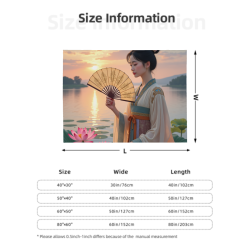 280g 단면 프린팅 플란넬 담요 - 고풍스러운 미인 패턴