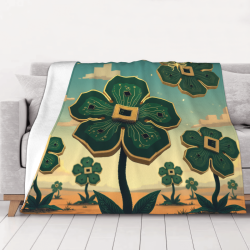 280g Horizontal Flannel Blanket with Flower Pattern