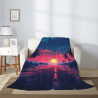 280g Vertical Single - Sided Printed Flannel Blanket with Sunset Seaview Pattern