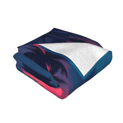 Manta de franela horizontal de 280g con estampado de atardecer en el mar
