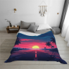 Manta de franela horizontal de 280g con estampado de atardecer en el mar