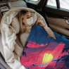 Manta de franela horizontal de 280g con estampado de atardecer en el mar