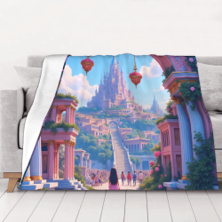280g horizontale Flanell-Decke mit einseitigem Druck, Traumschloss-Stil