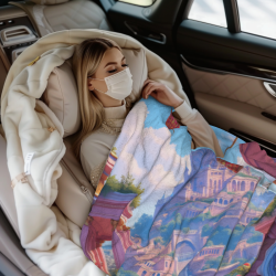 Coperta in flanella orizzontale da 280g con stampa unilaterale, stile castello da sogno