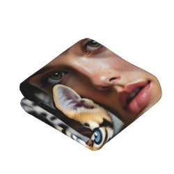 Couverture en flanelle verticale 280g avec motifs de figure et chat