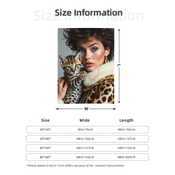 280g 세로형 플란넬 담요, 인물과 고양이 프린트