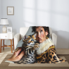 Coperta in flanella verticale da 280g con stampe di figura e gatto