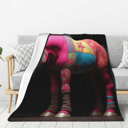 Manta de franela vertical de 280g con diseño de caballo colorido