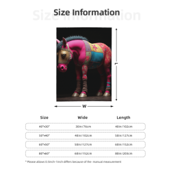 280g Vertical Colorful Horse Pattern Flannel Blanket