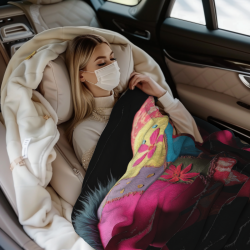 280g Vertical Colorful Horse Pattern Flannel Blanket