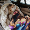 Manta de franela horizontal de 280g, estampado de mujeres hermosas y guitarra