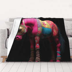 280g horizontale Flanell-Decke mit prächtigem farbenfrohem Pferdemuster