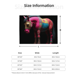 Manta de franela horizontal de 280g con patrón de caballo colorido y llamativo