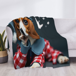 Manta de franela horizontal de 280g con estampado de cachorro adorable