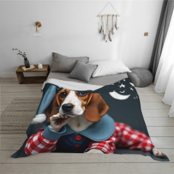 Manta de franela horizontal de 280g con estampado de cachorro adorable