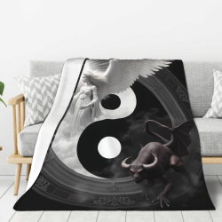 Couverture en flanelle verticale 280g Motif Ange - Démon Yin - Yang