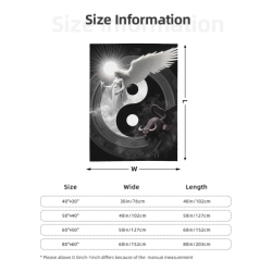 280g豎款天使惡魔陰陽圖案法蘭絨毛毯