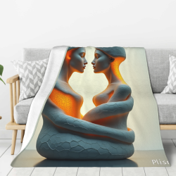 Couverture en flanelle verticale 280g avec motif artistique Étreinte