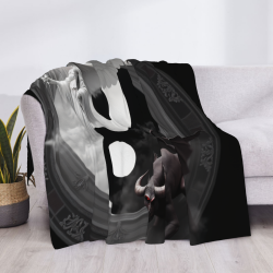 Manta de franela horizontal de 280g con diseño Ángel-Diablo-Taiji