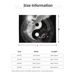 Manta de franela horizontal de 280g con diseño Ángel-Diablo-Taiji