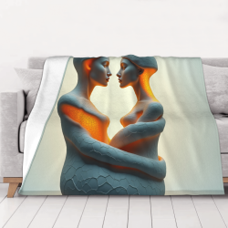 Coperta in flanella orizzontale 280g: Disegno artistico di abbraccio