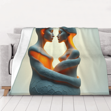 Coperta in flanella orizzontale 280g: Disegno artistico di abbraccio