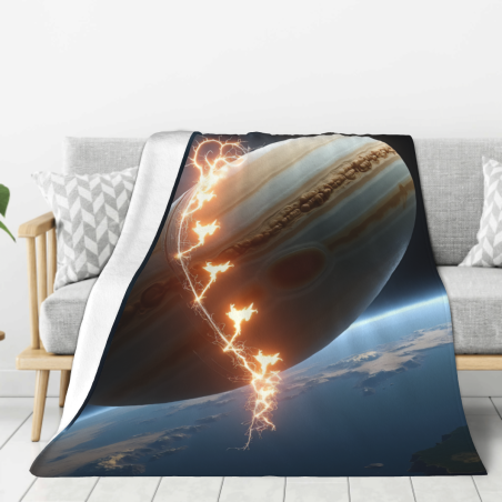 280g Vertical Flannel Blanket with Universe Pattern