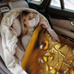 280g Vertical Flannel Blanket with Pattern of Water - droplets on Yellow Leaves