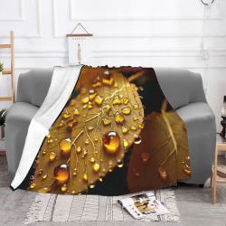 Couverture en flanelle horizontale 280g avec motif gouttes d'eau et feuilles d'automne