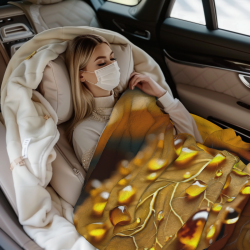 Coperta in flanella orizzontale 280g con motivo gocce d'acqua e foglie autunnali