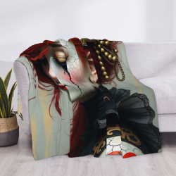 Manta de franela horizontal 280g: Patrón de mujer pelirroja misteriosa