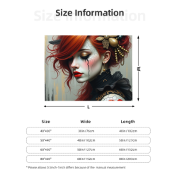 Couverture en flanelle horizontale 280g : Motif de femme rousse mystérieuse