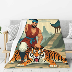 280g Flanell-Decke mit einseitigem Druck des Motivs Wu Song schlägt einen Tiger