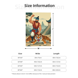 Coperta in flanella 280g con stampa a un lato del motivo Wu Song che batte una tigre