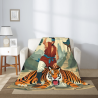 Couverture en flanelle 280g avec impression recto du motif Wu Song battant un tigre