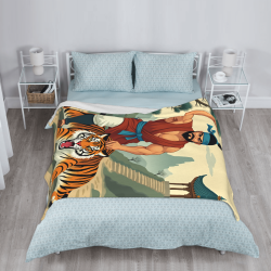 Manta de franela de 280g con estampado de un solo lado del patrón de Wu Song golpeando a un tigre