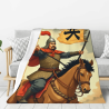 280g Vertical - style Flannel Blanket with Ancient Warrior Pattern