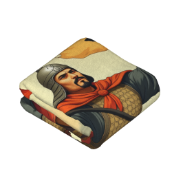 280g Vertical - style Flannel Blanket with Ancient Warrior Pattern