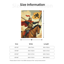 280g竖款古代武将图案法兰绒毛毯