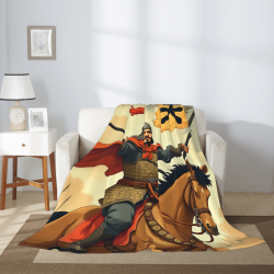 Couverture en flanelle 280g style vertical avec motif de guerrier antique